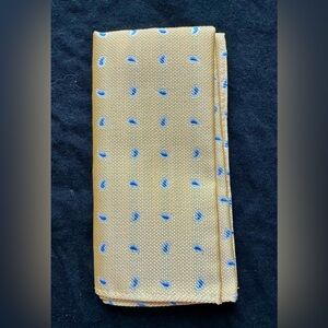 Yellow And Blue Paisley Men’s Pocket Square. 12in x 12in. Gently Used